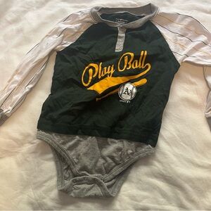 A’s MLB Baby Onesie Long Sleeve Bodysuit Play Ball Baseball 24M Genuine Merch